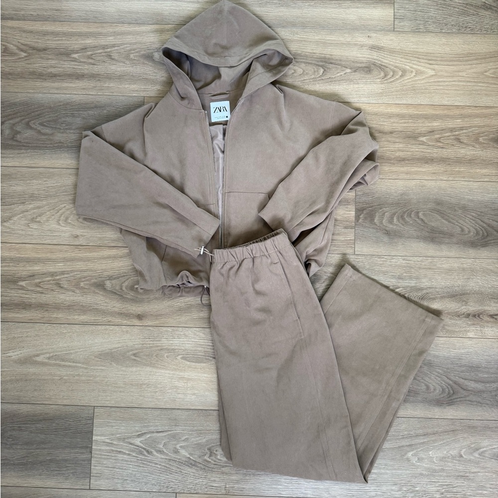 Zara Beige Hoodie and Pants Set